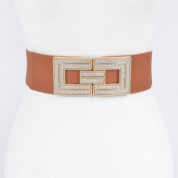 Rhinestone Buckles Plus Size Elastic Belt main image 6